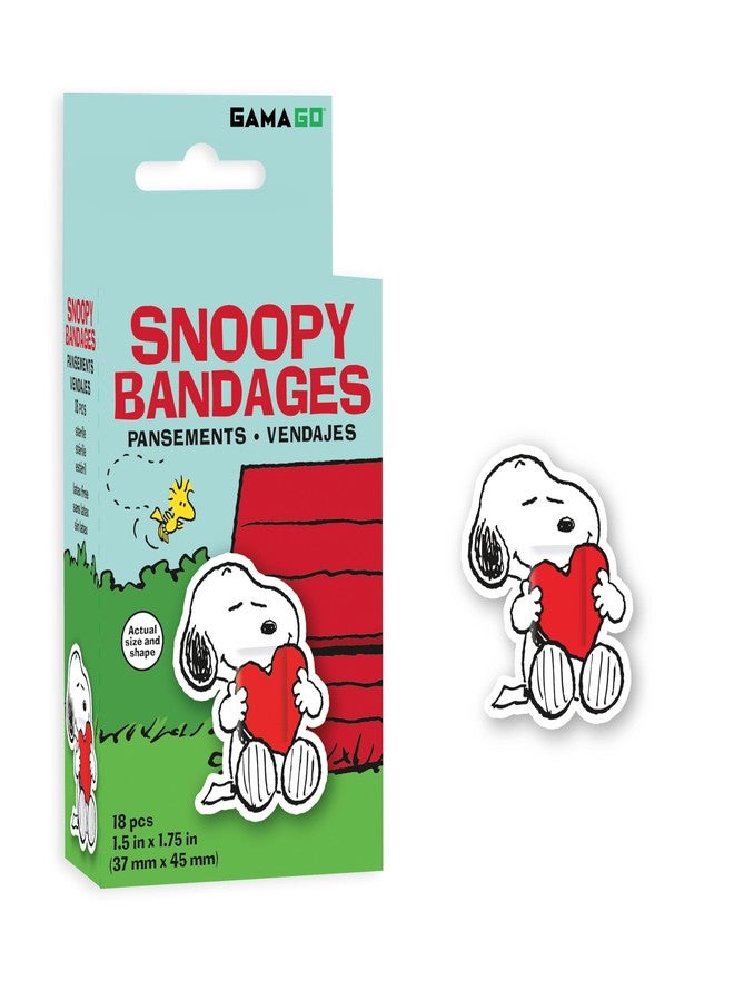 GAMAGO Peanuts Snoopy Adhesive Bandages - Set of 18 Individually Wrapped Self Adhesive Bandages - Sterile, Latex-Free & Easily Removable - Funny Gift & First Aid Addition - Image 1
